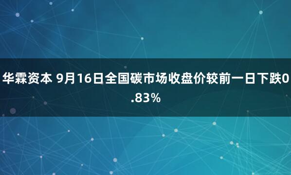 华霖资本 9月16日全国碳市场收盘价较前一日下跌0.83%